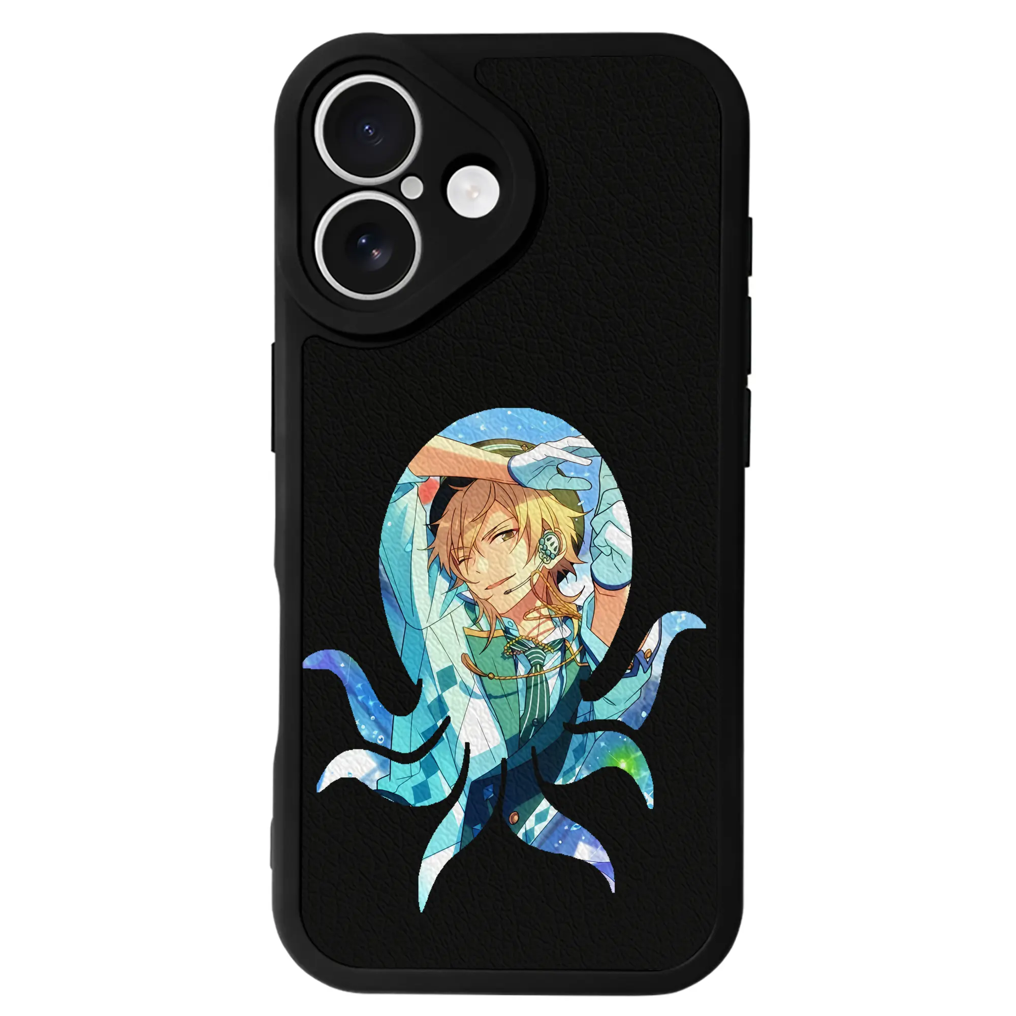 あんさん ぶる グッズ UNDEAD 羽風薫 - IPhone 16シリーズ対応 ・ シリコンスマホケース ・ レザー調 ・ 高精度フィット ・ 耐衝撃 ・ ワイヤレス充電対応 ・ 精密カット